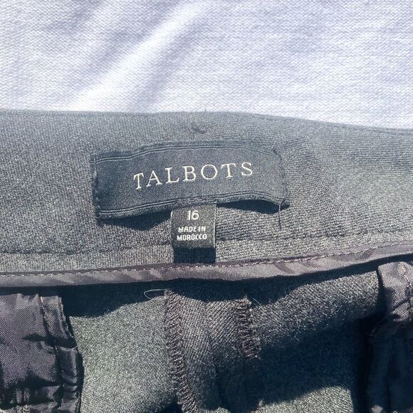 Talbots Dark Grey Twill Curvy Wide Leg Pleated Trousers - Picture 8 of 10